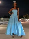 Ball Gown Strapless Silk-like Satin Ankle-length Beading Prom Dresses #Milly020106883