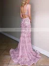 Trumpet/Mermaid Square Neckline Tulle Sweep Train Beading Prom Dresses #Milly020106924