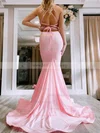Trumpet/Mermaid V-neck Jersey Sweep Train Prom Dresses #Milly020106694