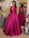 Ball Gown V-neck Satin Floor-length Pockets Prom Dresses #Milly020106815