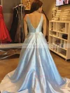 Ball Gown V-neck Satin Court Train Pockets Prom Dresses #Milly020106834