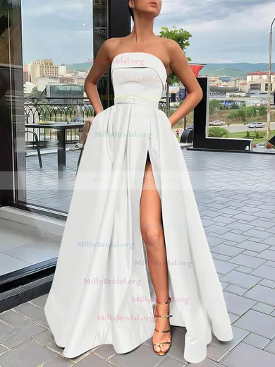 White Prom Dresses Strapless Bubble Gum