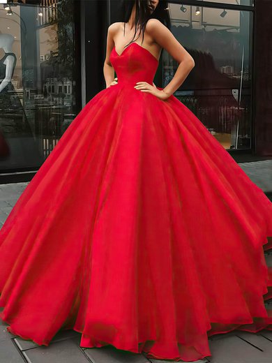 Ball Gown/Princess Floor-length V-neck Organza Prom Dresses #Milly020106939
