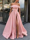 Ball Gown/Princess Floor-length Off-the-shoulder Satin Sashes / Ribbons Prom Dresses #Milly020106951