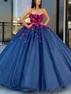 Ball Gown/Princess Floor-length Square Neckline Tulle Flower(s) Prom Dresses #Milly020106961