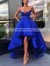 A-line Strapless Satin Asymmetrical Pockets Prom Dresses #Milly020106964