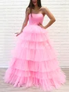 Ball Gown/Princess Floor-length Straight Tulle Tiered Prom Dresses #Milly020106970