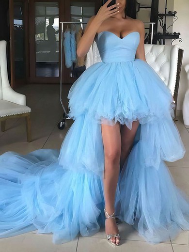 Princess Sweetheart Tulle Asymmetrical Tiered Prom Dresses #Milly020106985