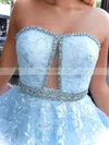 Ball Gown Strapless Tulle Sweep Train Beading Prom Dresses #Milly020106986
