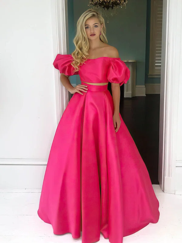 Ball Gown Off-the-shoulder Satin Floor-length Prom Dresses #Milly020106988