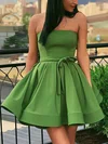 A-line Straight Stretch Crepe Short/Mini Homecoming Dresses With Sashes / Ribbons #Milly020106999