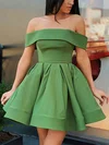 Green Off Shoulder Satin Mini Dress #Milly020107000