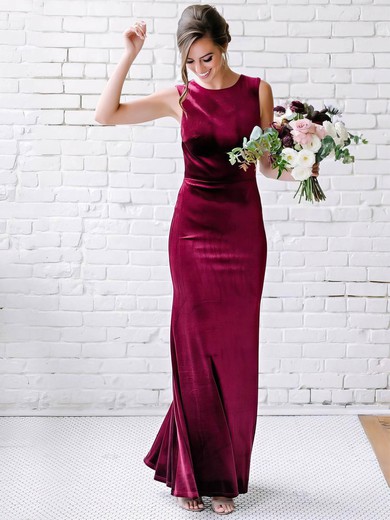 Sheath/Column Scoop Neck Velvet Ankle-length Prom Dresses #Milly020107040