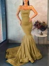 Trumpet/Mermaid Square Neckline Stretch Crepe Sweep Train Prom Dresses #Milly020107045