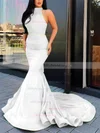 Trumpet/Mermaid Halter Jersey Court Train Cascading Ruffles Prom Dresses #Milly020107051