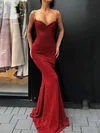 Sheath/Column Sweep Train V-neck Sequined Elegant Prom Dresses #Milly020107054