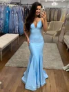 Trumpet/Mermaid Sweep Train V-neck Jersey Prom Dresses #Milly020107060