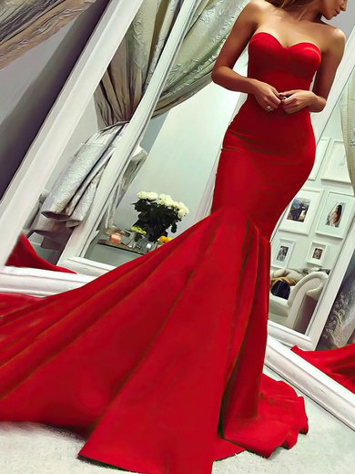 Trumpet/Mermaid Sweetheart Stretch Crepe Sweep Train Prom Dresses #Milly020107062