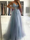 Ball Gown/Princess Floor-length V-neck Tulle Beading Prom Dresses #Milly020107079