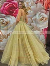Ball Gown V-neck Glitter Sweep Train Ruffles Prom Dresses #Milly020107082
