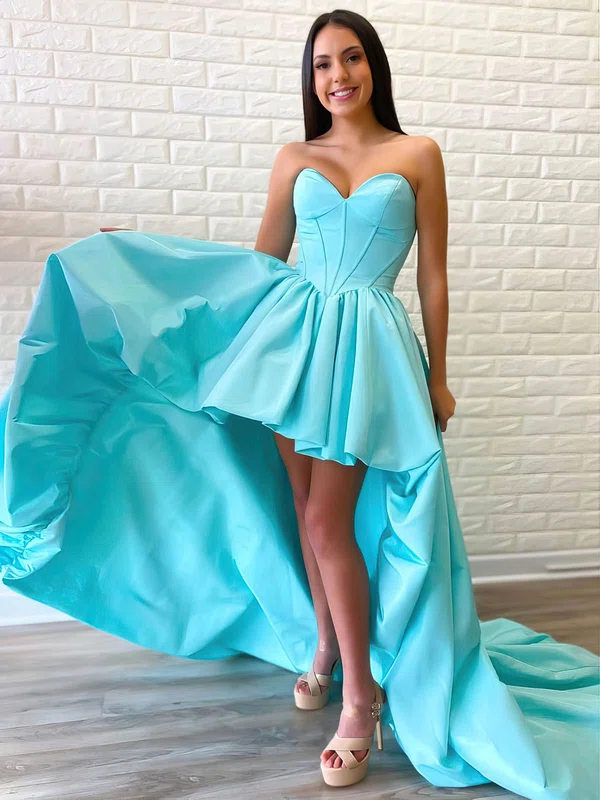A-line Strapless Silk-like Satin Asymmetrical Prom Dresses #Milly020107083