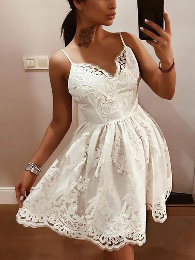 White Appliques Lace Mini Dress #Milly020107106