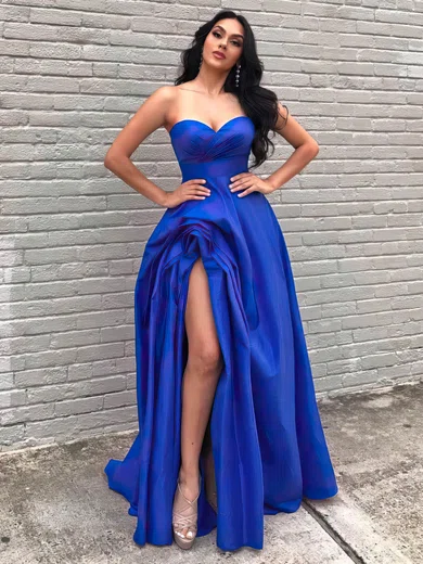 Ball Gown/Princess Sweep Train Sweetheart Satin Ruffles Prom Dresses #Milly020107122