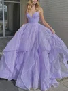 Ball Gown/Princess Sweep Train V-neck Glitter Cascading Ruffles Prom Dresses #Milly020107129