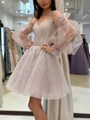 A-line V-neck Glitter Short/Mini Prom Dresses #Milly020107131