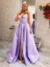 Ball Gown/Princess Floor-length V-neck Satin Split Front Prom Dresses #Milly020107139