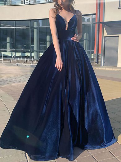 Ball Gown/Princess Floor-length V-neck Velvet Elegant Prom Dresses #Milly020107163