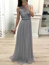A-line Floor-length Scoop Neck Chiffon Appliques Lace Prom Dresses #Milly020107168