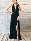 A-line Floor-length High Neck Chiffon Beading Prom Dresses #Milly020107187