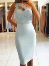 Sheath/Column One Shoulder Stretch Crepe Knee-length Beading Prom Dresses #Milly020107189