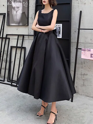 Ball Gown Square Neckline Satin Ankle-length Bow Prom Dresses #Milly020107191