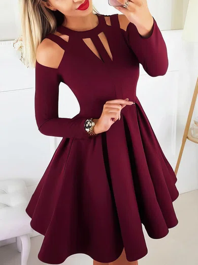 A-line Scoop Neck Stretch Crepe Homecoming Dresses #Milly020107202