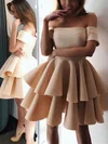 A-line Off-the-shoulder Stretch Crepe Short/Mini Tiered Prom Dresses #Milly020107207