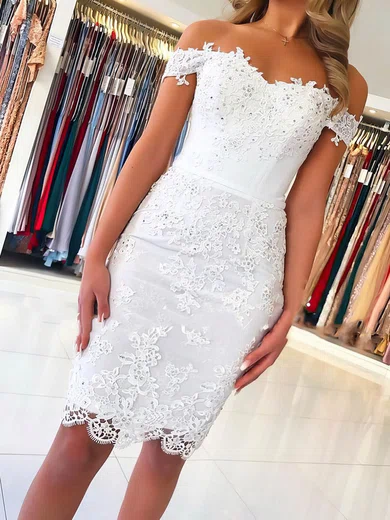 Sparkle Appliques Off-The-Shoulder Tulle Bodycon Knee-Length Homecoming Dresses #Milly020107208