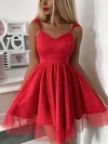 A-line V-neck Tulle Stretch Crepe Short/Mini Prom Dresses #Milly020107209