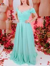 A-line Off-the-shoulder Chiffon Sweep Train Beading Prom Dresses #Milly020107228