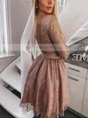 A-line Scoop Neck Glitter Short/Mini Sashes / Ribbons Prom Dresses #Milly020107238
