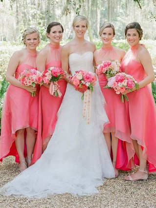 Inexpensive Coral Bridesmaid Dresses