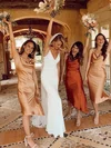 A-line Cowl Neck Silk-like Satin Tea-length Bridesmaid Dresses #Milly01013851