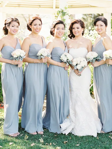 A-line One Shoulder Chiffon Floor-length Ruffles Bridesmaid Dresses #Milly01013872