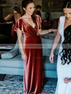 Sheath/Column V-neck Velvet Floor-length Bridesmaid Dresses #Milly01013900