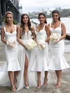 Trumpet/Mermaid Sweetheart Satin Tea-length Bridesmaid Dresses #Milly01013920