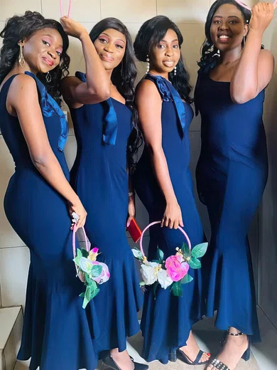 Trumpet/Mermaid One Shoulder Chiffon Asymmetrical Bridesmaid Dresses #Milly01014137