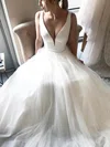 Ball Gown V-neck Tulle Court Train Wedding Dresses #Milly00023914