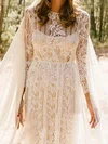 A-line Illusion Lace Floor-length Wedding Dresses #Milly00023932