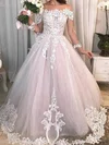 Ball Gown/Princess Illusion Glitter Sweep Train Wedding Dresses With Appliques Lace #Milly00023944